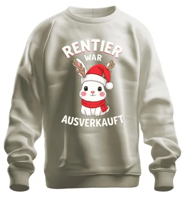 Productafbeelding van Rentier, uitverkocht voor Kerstmis. Schattig, grappig, uni sweatshirt/pullover, natuurmotief, maat XXL