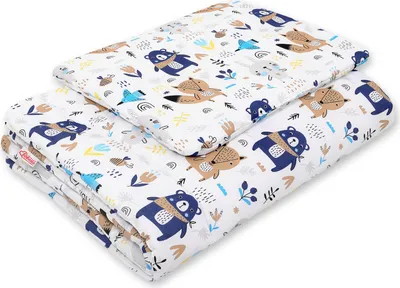Immagine prodotto di Set lenzuola con imbottitura 2 pezzi 75x100cm NEWBORN - orsetti blu scuro