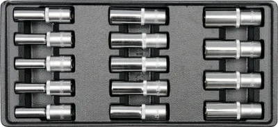 Obrázek produktu pro Yato YT-5539, Sada zdířek, 1/2", Metrický, 14 hlava/hlavy, 8,9,10,11,12,13,14,15,16,17,18,19,20,21 mm, Chrom-molybdenová ocel