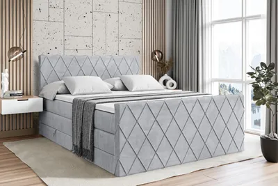 Produktbild von ALTDECOR Boxspringbett mit Matratze und Lattenrost  - LEPARO -Z KING  - 200x200 cm  - Grau Monolith - Topper, Fußteil, Polsterbett mit Bettkasten, Bett mit Stauraum H3 - und H4 - Matratze, Doppelbett, Springboxbett