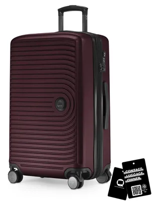 Immagine prodotto di Medium - valigia media + targhetta digitale, valigia da viaggio espandibile trolley da check-in 90L dimensioni cintura 158 cm doppie ruote trolley TSA, Borgogna