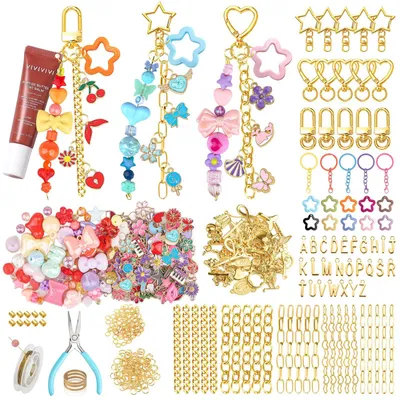 364-teiliges DIY-Schmuck- und Schlüsselanhänger-Set mit Charms