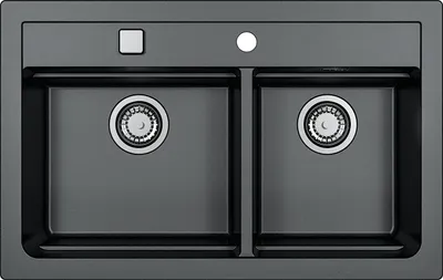 Produktbild von ALVEUS GRANITAL Spüle ATROX 50 in CARBON mit Pop-up-Siphon / Granitspüle