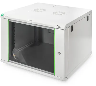 Produktbild von Digitus Wandgehäuse Dynamic Basic Serie - 600x600 mm (BxT), Wandmontiertes Regal, 7U, 60 kg, Sperrschloss, Grau