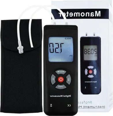 Zdjęcie produktu dla Cyfrowy manometr do pomiaru ciśnienia i próżni – 1378 kPa, 2 psi – 11 jednostek – podświetlenie – idealne urządzenie pomiarowe do instalacji HVAC – 1 lub 2 rury