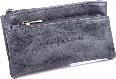 Zdjęcie produktu dla Etui Pokrowiec Na Klucze z miękkiej skóry ekolgoicznej zapinane na zamek Szare