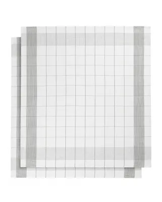Produktbild von küchenhandtuch 65x65 cm Baumwolle/Leinen weiß/grau 2 Stück