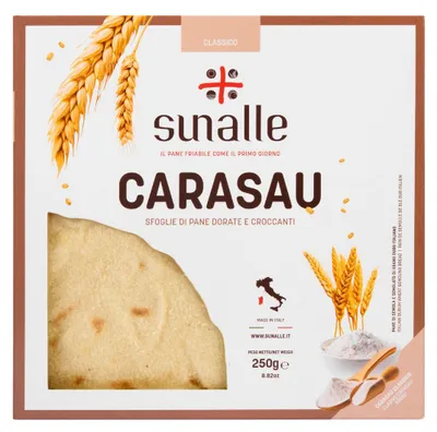 Produktbild von Sunalle Pane Carasau Classico, traditionelles dünnes Hirten Brot aus Sardinien, 250g Il Vecchio Forno di Fonni, KI-generiertes Bild