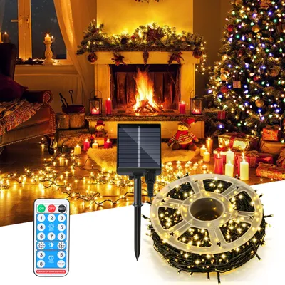Obrázok produktu pre Clanmacy 30M LED solárne rozprávkové svetlá 300LEDs IP44 8 módov teplá biela vnútorné vonkajšie ChristmasParty záhrada svadobné vodotesné osvetlenie Deco