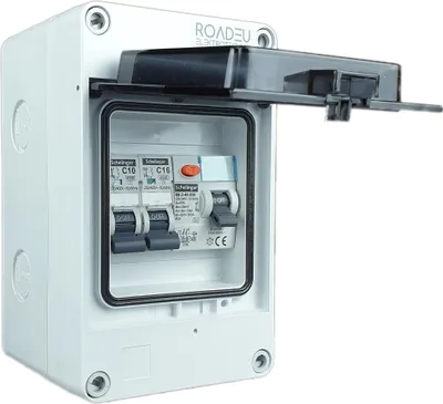 Produktbild von Leitungsschutzschalter - Komplett,  Fi Schutzschalter 40A - 16A Sicherungsautomat und 10A "C", Wasserdicht Verteilerkasten, Sicherungskasten IP65