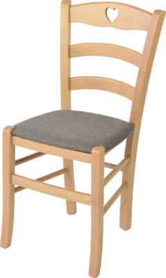 Obrázok produktu pre t m c s Tommychairs - stolička CUORE do kuchyne a jedálne, robustná konštrukcia z lakovaného bukového dreva v prírodnej farbe a čalúnený sedák potiahnutý látkou v plavej farbe