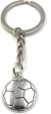 Produktbild von Onwomania Schlüsselanhänger Fussball Sport Ball Flach silber Metall Anhänger Charm