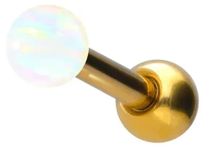 Produktbild von Ohrpiercing Titan Ohrpiercing SYNTHETISCHER OPAL Gold | Opalfarbe: Weiß Opalgröße: 3mm