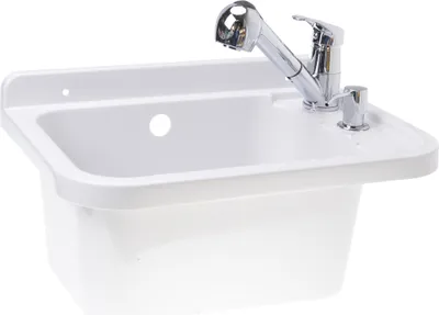 Produktbild von Aqbau® Set Ausgussbecken 50cm Waschbecken Spülbecken inkl. Ausziehbare Einhandmischer
