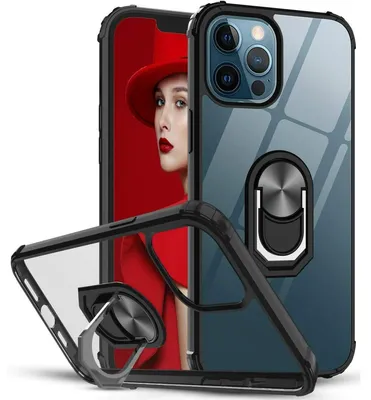 Produktbild von 360 Grad Ringhalter Handytasche Abdeckung magnetische Stoßstange Schutzhülle kompatibel mit iPhone 14 Schwarz