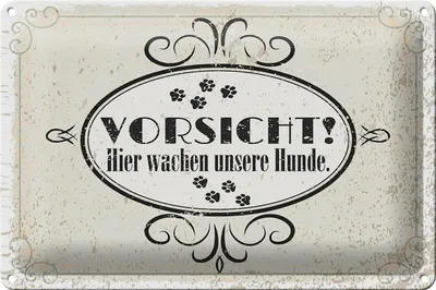 Produktbild von Blechschild Hinweis Hier wachen unsere Hunde, 30 x 20 cm, Blechschilder Tiere Achtung