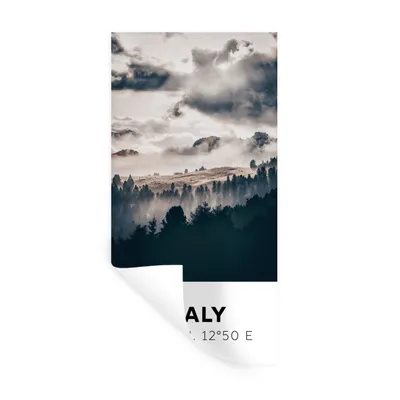 Produktbild von MuchoWow® Wandtattoo Wandsticker Wandaufkleber Italien - Nebel - Wald - Baum 80x160 cm Selbstklebend und Repositionierbar - Sticker - Dekorfolie