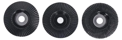 Produktbild von 3-teiliges Holzschnitzscheiben-Set, Kohlenstoffstahl, Hobel, Neigung, Bogenschleifscheibe für Winkelschleifer, 125 mm, Schwarz