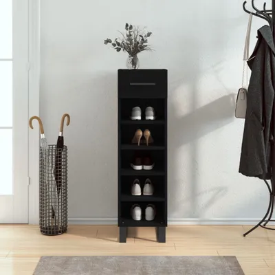 Produktbild von vidaXL Schuhschrank Schwarz 30x35x105 cm Holzwerkstoff - Schuhschrank - Schuhschränke - Schuhaufbewahrung - Schuhorganizer