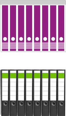Produktbild von Wallario 8 Stück schmale Ordner inkl. Klebeetiketten mit Motive Lila -  Set mit Rückenschildern / Ordnerrücken Stickern