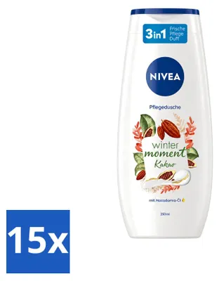 Image de 15 flacons de gel douche NIVEA Winter Moment, parfum cacao, 250 ml - Pack économique - 15 pièces