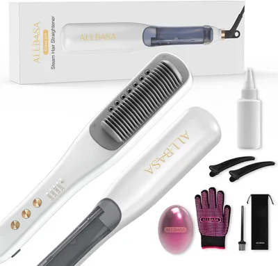 Produktbild von Professionelles Dampf-Glätteisen – Glättbürste mit Dampf für Haare, 4 einstellbare Temperaturen, 160℃–210℃, Glätteisen mit Dampf-Technologie