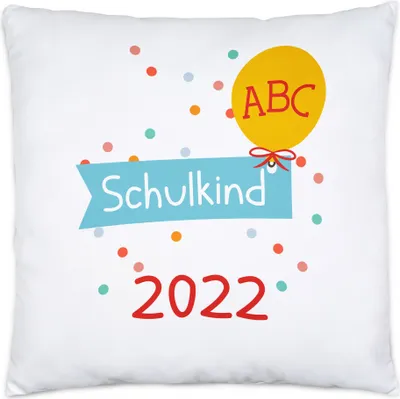 Produktbild von Schulkind 2022 Kissen Inkl. Füllung Einschulungsgeschenk Luftballon Grundschule 1. Klasse