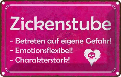 Produktbild von vianmo Blechschild 12x18 cm Zickenstube Betreten eigene Gefahr Spruch Zitat
