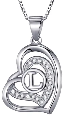 Produktbild von Morella® Damen Halskette Herz Buchstabe L 925 Silber rhodiniert mit Zirkoniasteinen weiß 46 cm