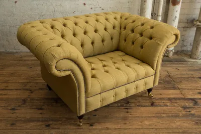 Produktbild von Sessel Couch Polster Sofa Textil Chesterfield Couchen 1,5 Sitzer Einsitzer Gelb