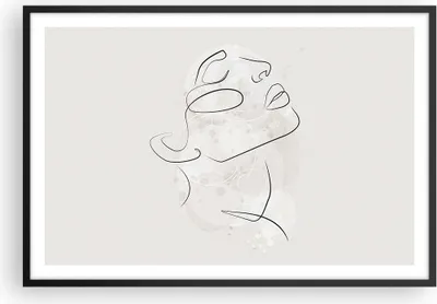 Produktbild von Gerahmtes Poster - Schwarzer Rahmen - Gesicht Linie Skizze - 91,5x61 cm - Wand Bild - Wanddeko - Wandbilder - Kunstposter - Wandposter - Bilderrahmen - Bilder - Kunstdruck - P2BAA91x61-5031