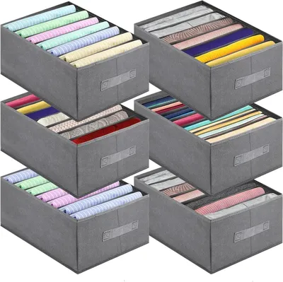 Immagine prodotto di Set di organizer per armadi - Contenitori per abbigliamento - Soluzioni per l'organizzazione dei vestiti - Lavabili e pieghevoli - 6 pezzi - Grigio