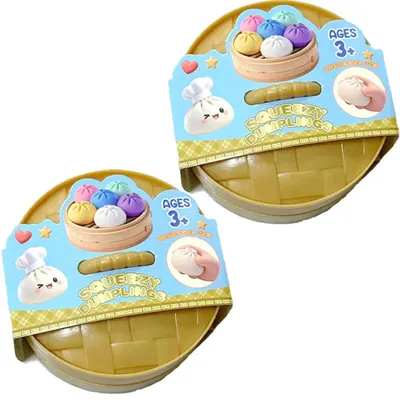 Produktbild von Realistisches Riesen-Knödel-Quetschspielzeug mit Bambus-Dampfgarer, weicher TPR-Teigball, Entspannungs-Fidget-Spielzeug, lustige kreative 2 Stück