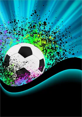 Produktbild von Wallario Poster - Fußball - Design Wellen und Regenbogen in blau, Kunstdruck Größe: 70 x 100 cm