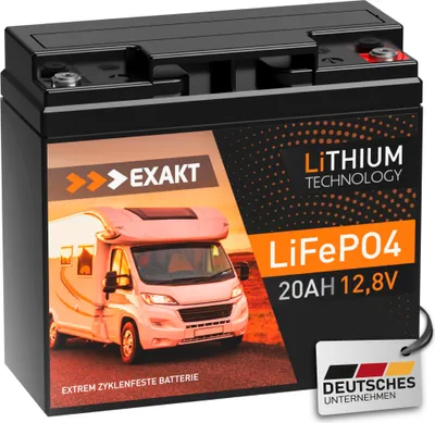 Produktbild von LiFePO4 Exakt Lithium Batterie 20Ah 12V