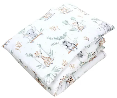 Produktbild von TupTam Kinder Gemusterte Bettdecken Set Ganzjahresdecke Bettdecke Kopfkissen Flachkissen 2tlg., Farbe: Safari auf der Schaukel, Größe: 135x100 cm