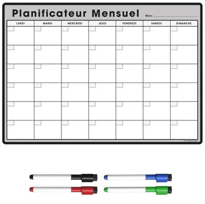 Image de Omgoods - Calendrier magnétique mensuel pour réfrigérateur, format A3 - Tableau blanc de planification