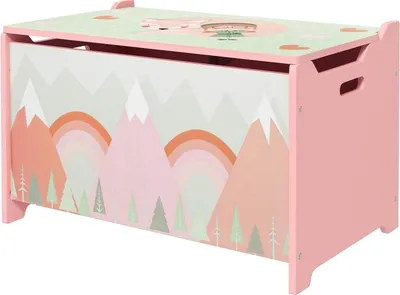 Produktbild von Fortuna Lai Aufbewahrungsbox mit Stauraum, Spielzeugkiste mit Deckel-Sicherheitsscharnier, niedlichem Tierdesign, 60 x 37 x 39 cm, Rosa