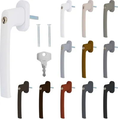 Produktbild von Premium Aluminium Fenstergriff für Terrassen-, Kipp- und Schiebetüren - abschließbar, Farbe:Braun RAL 8019, Stiftlänge:40mm