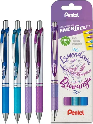 Imagen del producto de Bolígrafos Pentel Energel 'BL77', set de 4 unidades, color lavanda, colección "Provenza"