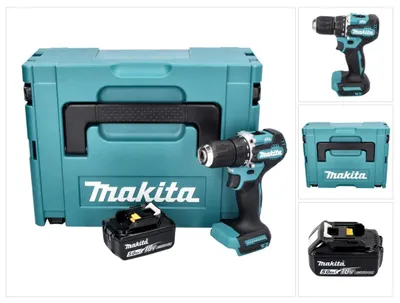 Obrázek produktu pro Makita DDF 487 T1J akumulátorový vrtací šroubovák 18 V 40 Nm bez kartáčů + 1x akumulátor 5,0 Ah + Makpac - bez nabíječky