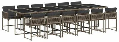 Produktbild von vidaXL 13-tlg. Garten-Essgruppe mit Kissen Grau Poly Rattan