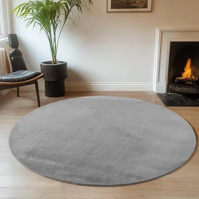 Image de Ayyildiz | Tapis Plush Joy - 160 cm x 160 cm - Gris Foncé - Doux et Antidérapant