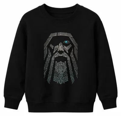 Image de Sweatshirt pour enfant, motif viking, nœuds celtiques, "Allvater" (Dieu Tout-Puissant), Asgard, couleur noire, taille 116