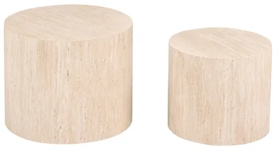 Zdjęcie produktu dla BELIANI Zestaw 2 stolików kawowych efekt trawertynu okrągłe klasyczny design do salonu