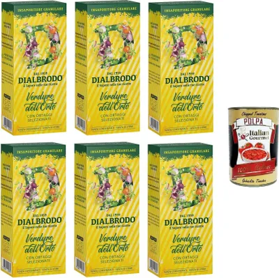 Produktbild von Dialbrodo Insaporitore Granulare Verdure dell'Orto Granulatgewürz für Gartengemüse 6x250gr + Italian Gourmet polpa 400g