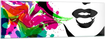 Produktbild von Bilder auf glas - Frau Gesicht Lippen Make-up - 160x50cm - Glasbilder - Wandbilder - Kunstdruck - zum Aufhängen bereit - Wanddekoration aus Glas - Glas Bilder - Wandbild auf Glas - GAB160x50-2634