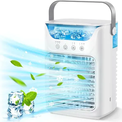 Produktbild von Mobiler Luftkühler - Mini-Tischventilator - Luftbefeuchter - Wassertank - USB 5 V - Nur Kühlung - Weiß