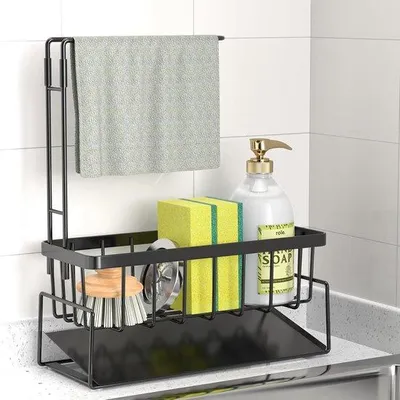 Produktbild von Famanu Gootsteenorganizer aus Edelstahl – Praktischer Küchenorganizer für Spüle – Set von 2