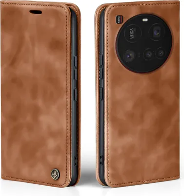 Produktbild von Handy Hülle für Xiaomi 15 Ultra Klapphülle Bookcase Flip Cover Handy Tasche Etui Farbe: Hellbraun
